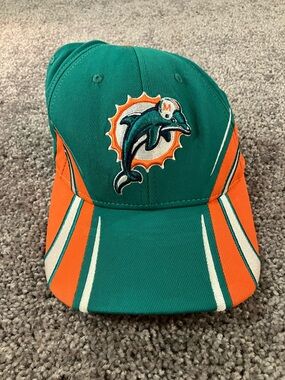Vintage Miami Dolphins NFL Reebok Authentic Sideline NFL Stretch Hat Cap Sz L/XL